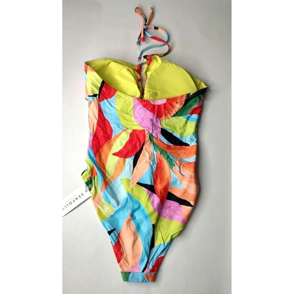 Anthropologie Seafolly One Piece Swimsuit 8  Lace Up Bandeau Tropfest - Picture 7 of 10